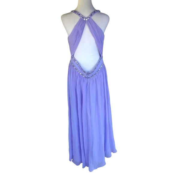 Cache Beautiful Purple Floor Length Rhinestoned Prom / Pageant Dress Size 12 - Picture 6 of 9